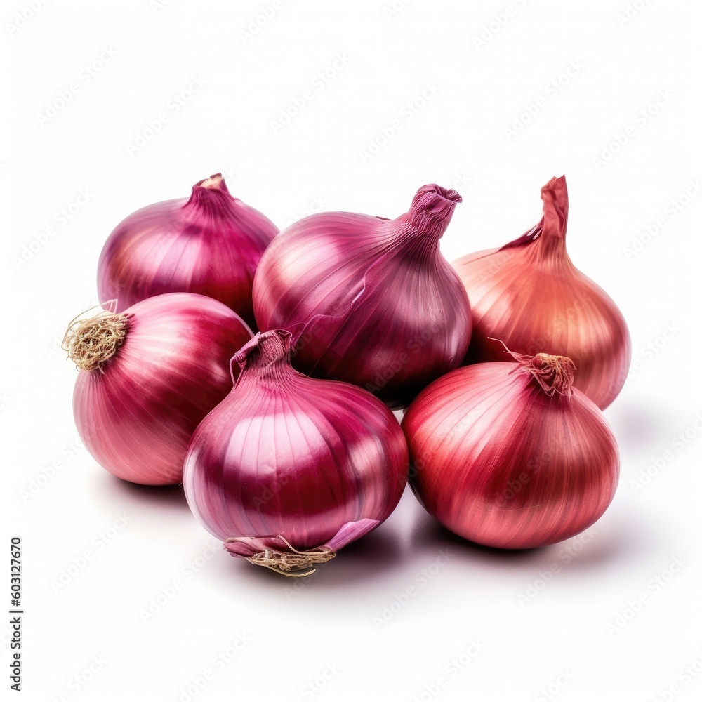 Red Onions isolated on white background (generative AI)