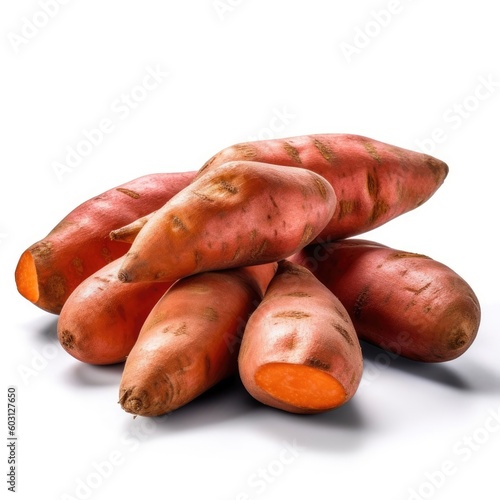 Sweet Potatoes isolated on white background (generative AI)