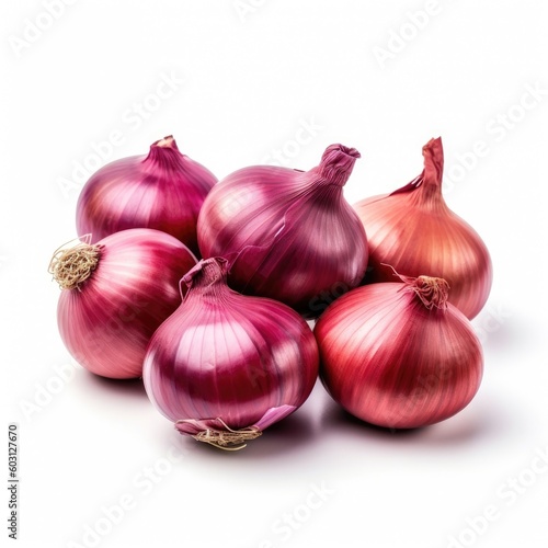 Red Onions isolated on white background (generative AI)