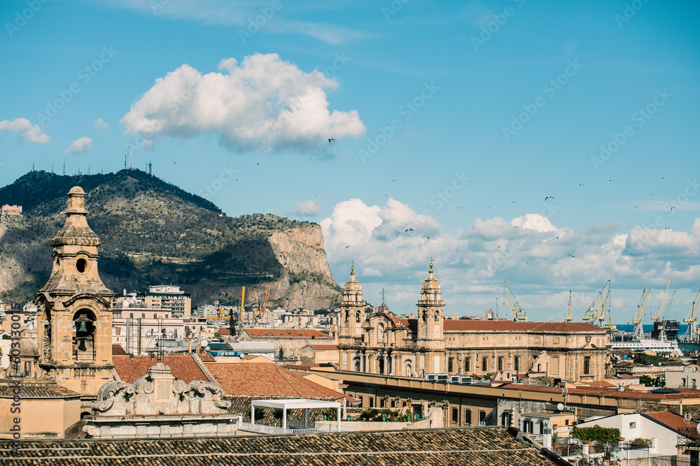 Rooftops in Palermo, Italy in January