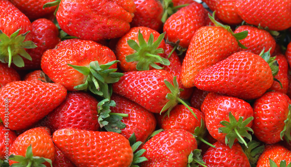 Background of the appetizing ripe large strawberries