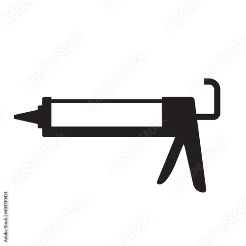 Caulking gun silhouette black icon. Clipart image isolated on white background