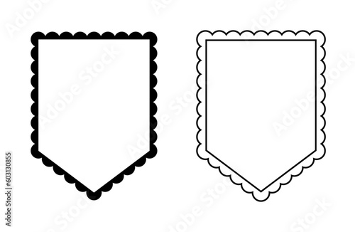 Scalloped bunting gonfalon banner. Clipart image isolated on white background