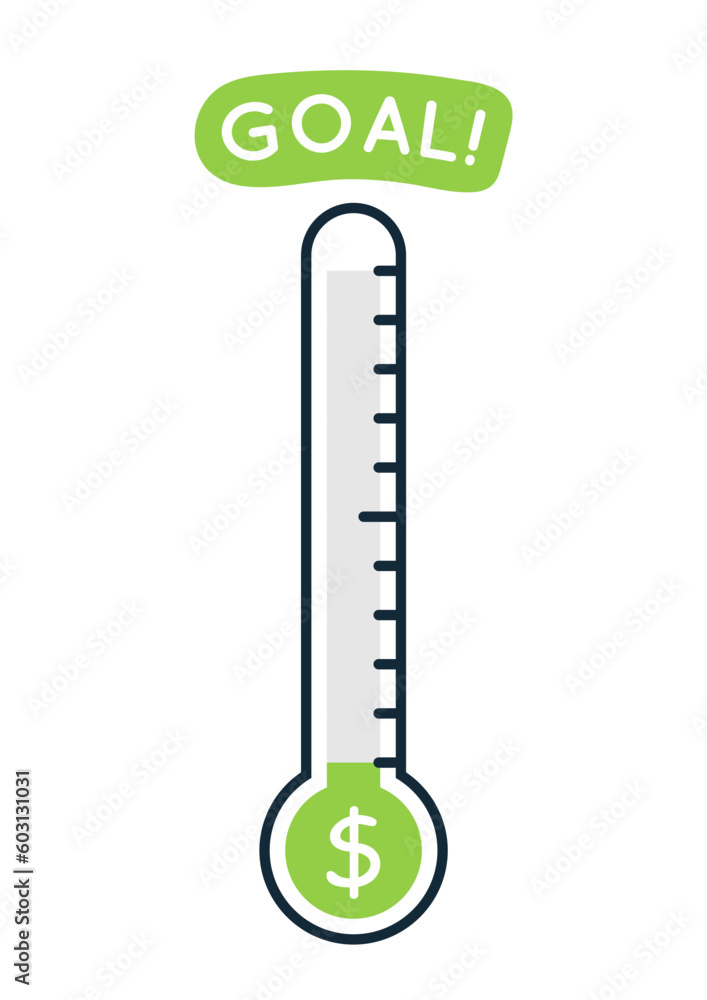 Blank fundraising thermometer template icon. Clipart image isolated on