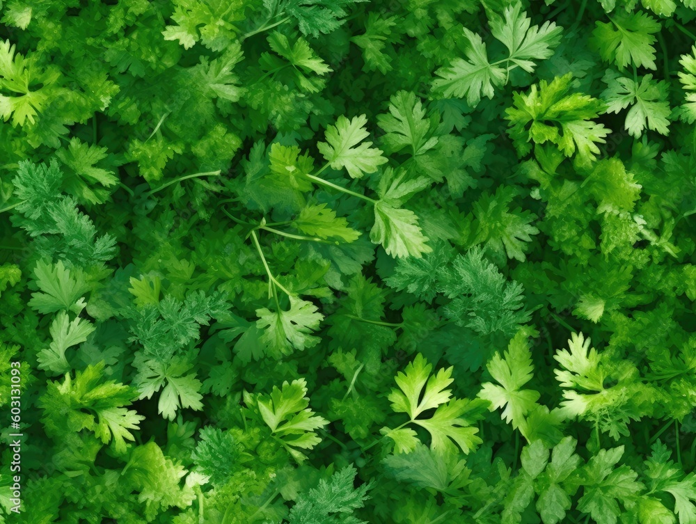 Parsley background as seamless tile (generative AI) Parsley background as seamless tile (generative AI)