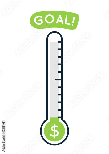 Blank fundraising thermometer template icon. Clipart image isolated on white background