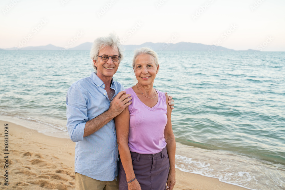 Portrait Of Happy Senior Couple In The Beach Portrait Of Happy Senior Couple In The Beach