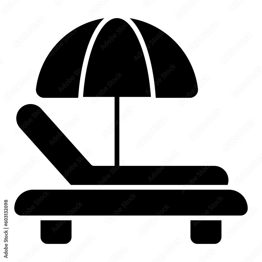 Sunbed Glyph Icon Sunbed Glyph Icon