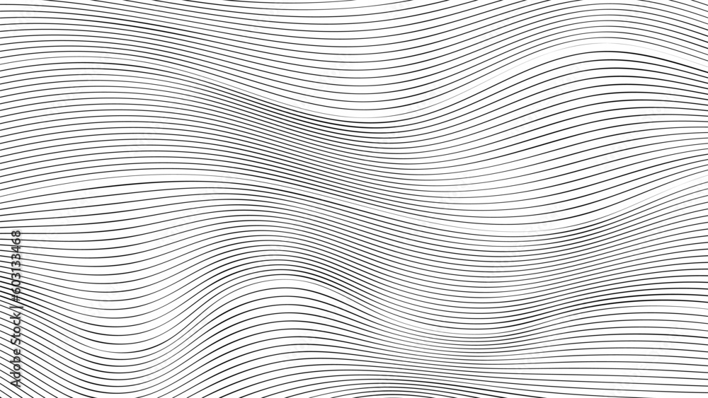 A black and white abstract pattern with curved lines A black and white abstract pattern with curved lines