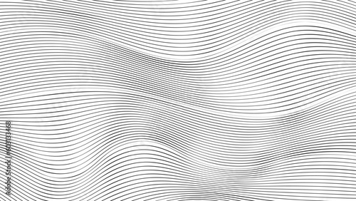 A black and white abstract pattern with curved lines