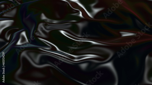 3D render beautiful folds of black silk in full screen, like a beautiful clean fabric background. Simple soft background with smooth folds like waves on a liquid surface. 79