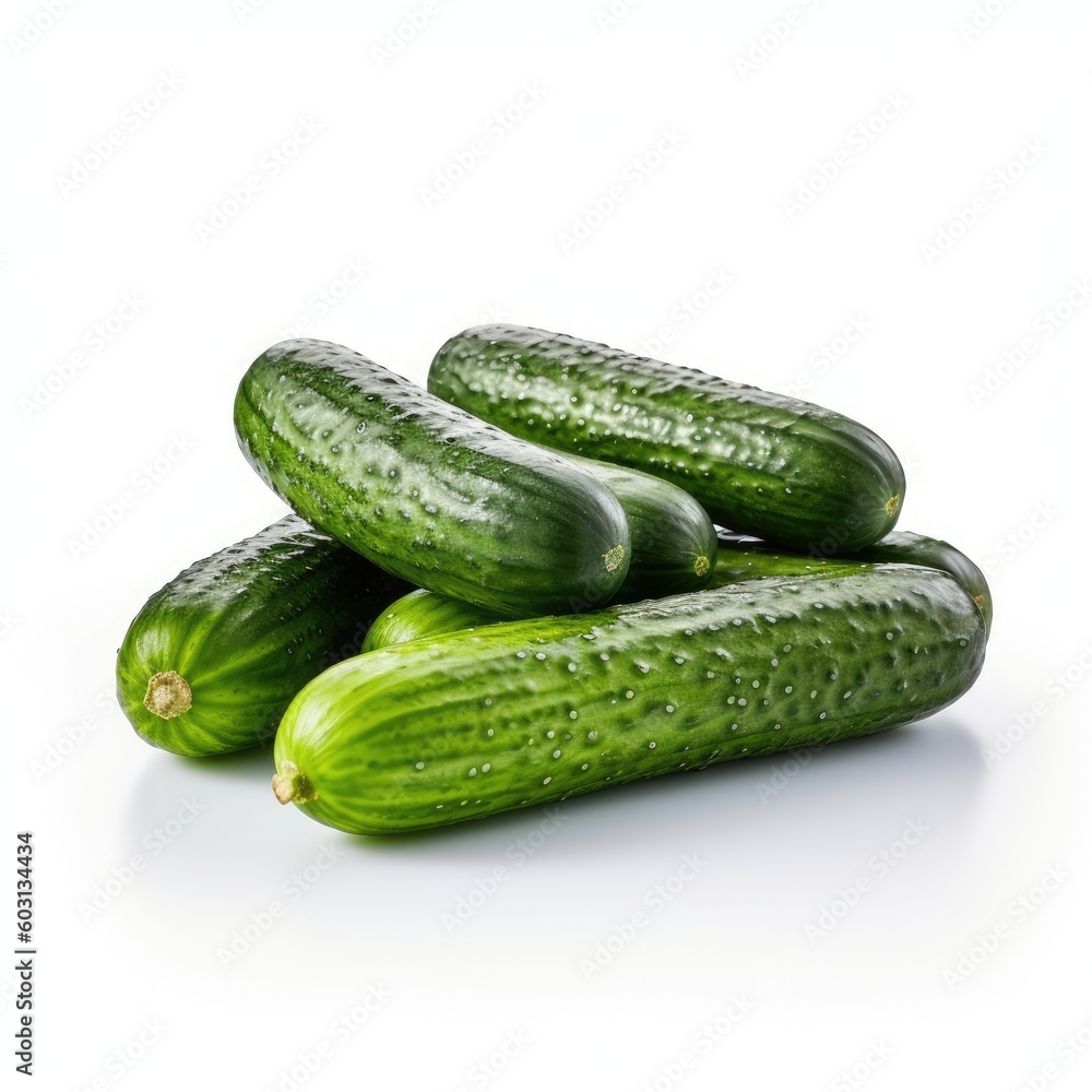 Cucumbers isolated on white background (generative AI) Cucumbers isolated on white background (generative AI)