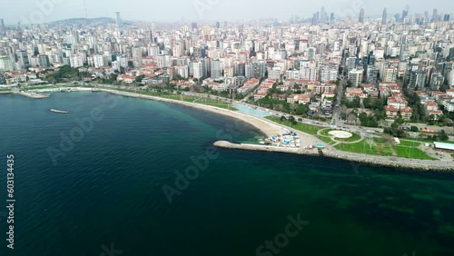 Erenkoy Public Beach, sunny weather in Istanbul, circle shot photo