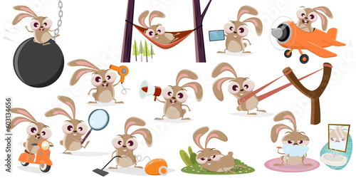 large collection of a funny cartoon rabbit