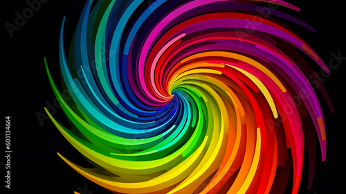 colorful abstract spiral background  vibrant spectrum colors  rainbow core  Generative AI