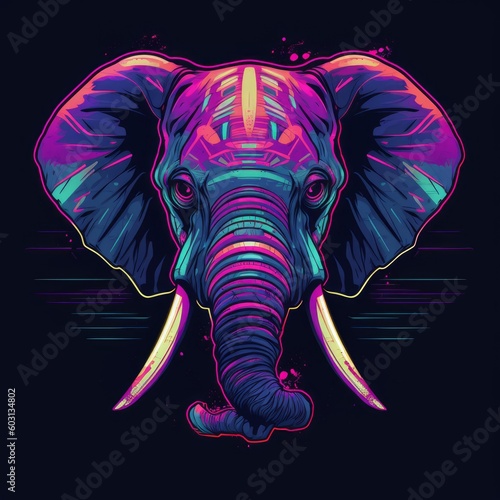 Grumpy Elephant in vivid colors - T-shirt print