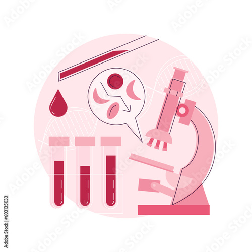 Anemia screening abstract concept vector illustration. Genetic disorder diagnosis, anemia exam, iron deficiency, sickle cell screening, hemolises, lab test, make diagnosis abstract metaphor.