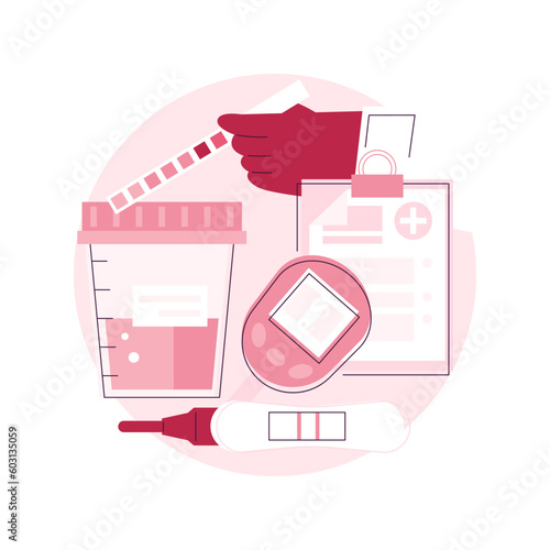 Urinalysis abstract concept vector illustration. Diabetes diagnostics, urinalysis result, urine analysis, laboratory testing service, health problem detection, pregnancy test abstract metaphor.