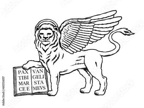 Vector illustration of the Lion of Saint Mark photo
