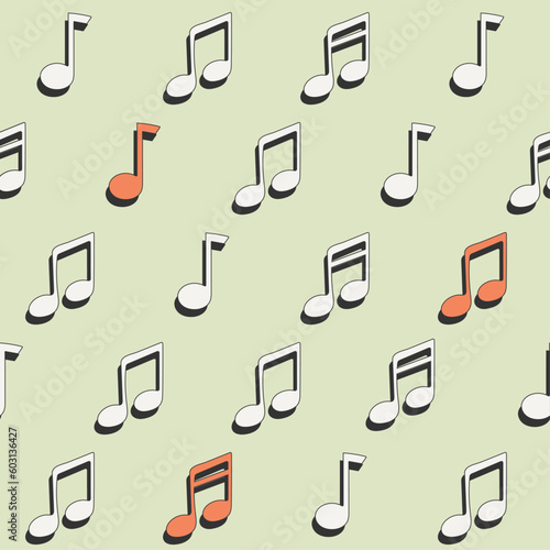 Seamless colored vintage pattern with musical notes. Vector