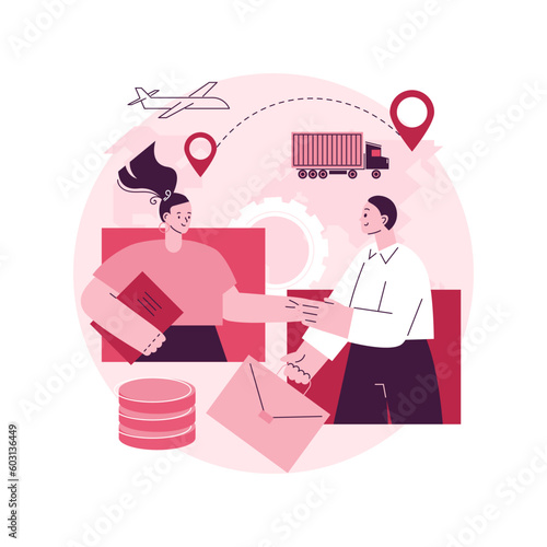 Collaborative logistics abstract concept vector illustration. Supply chain partners, freight cost optimization, collaborative storage, business decision, risk management abstract metaphor. © Vector Juice