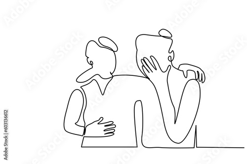 people consolation support crying sad depressed psychology line art