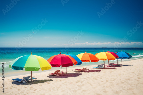 A colorful beach scene a perfect summer vacation Generative AI © Muhammad Shoaib