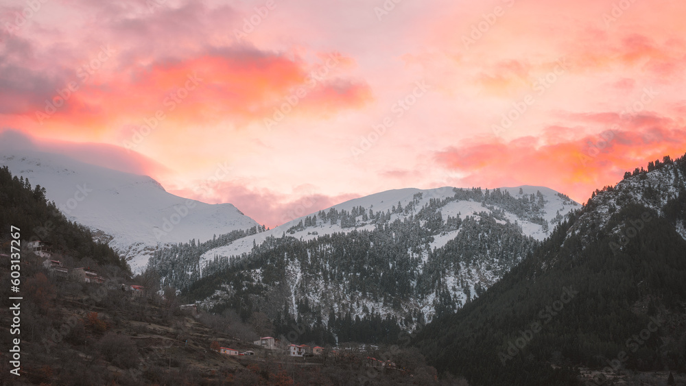 Alpine sunrise on Agrafa mountains	