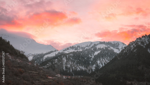 Alpine sunrise on Agrafa mountains 