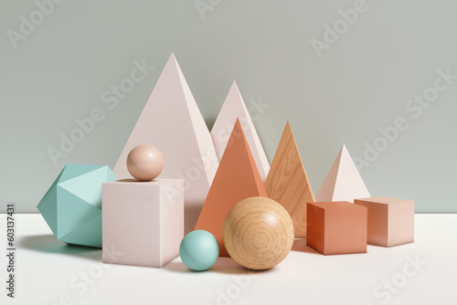 Abstract background of geometric shapes with pastel colors