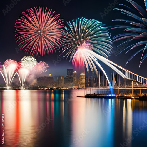 pictures of fireworks coloring the sky in a fireworks show © JoseHenrique