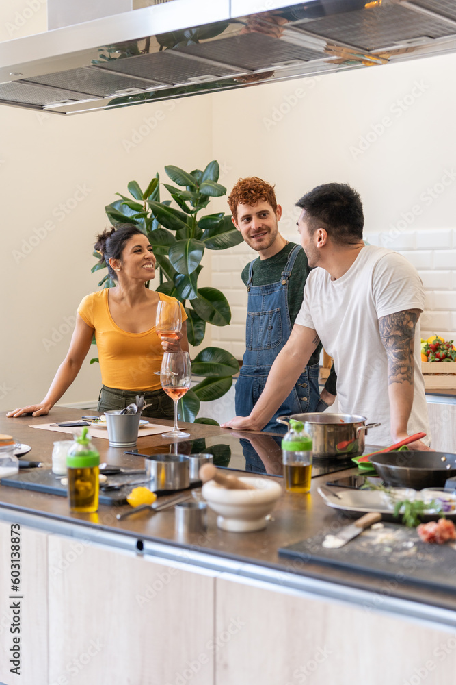 Friends Having A Great Time Together Cooking Tasty Food. Friends Having A Great Time Together Cooking Tasty Food.
