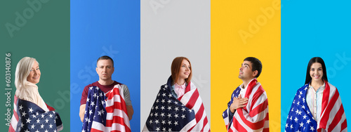 Different people with USA f...