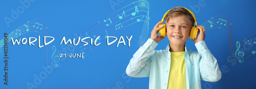 Little boy with headphones ...
