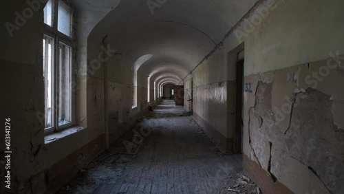 Interior of the old abandoned psychiatric hospital. Allenberg. Koenigsberg