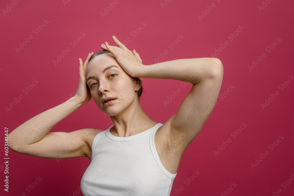 A woman poses in the studio A woman poses in the studio
