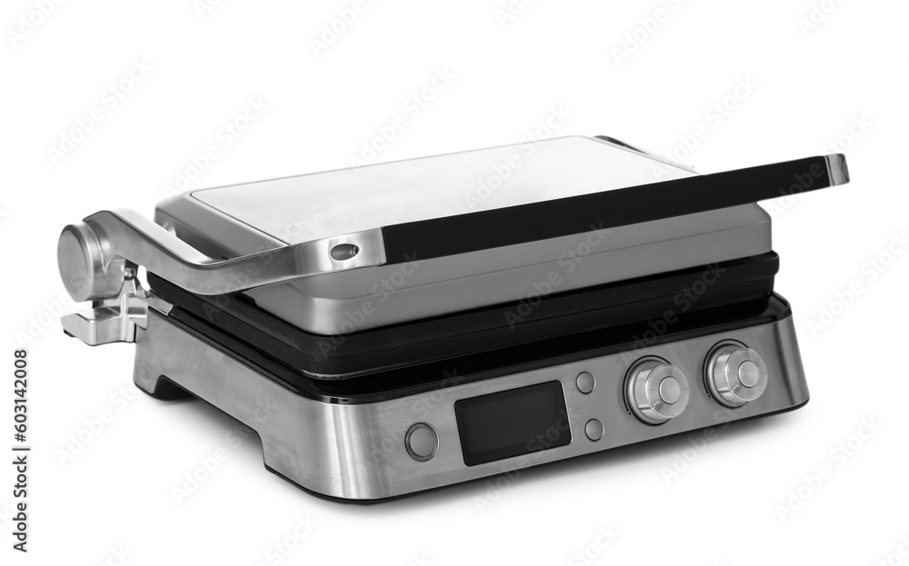 New electric grill on white background New electric grill on white background