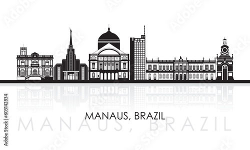 Silhouette Skyline panorama of city of Manaus, Brazil - vector illustration photo