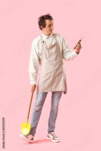 Male gardener with secateur...