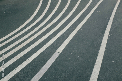 Geometric urban view of Superkilen in Nørrebro,  Copenhagen, Denmark photo