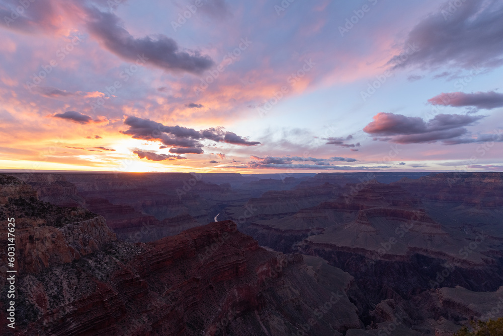 Colorful Sunrise at the Grand Canyon National Park in Arizona