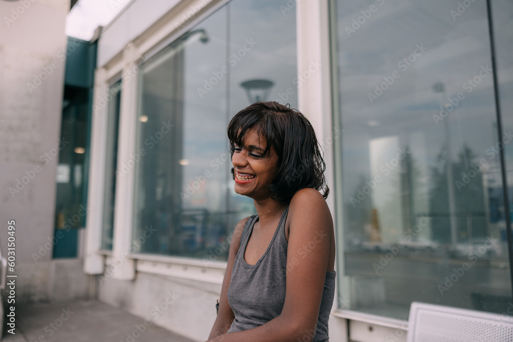 Candid portraits of young woman on the street. Candid portraits of young woman on the street.