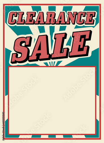 Clearance Sale poster sign retro vintage stripes bursting