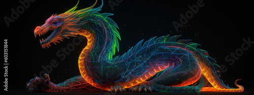 neon, dragon, light, smoke, fractal, art, energy, wave, design, flame, fire, black, motion, water, glowing, color, blue, backgrounds, loop, shape, backdrop, pattern, effect, generative ai