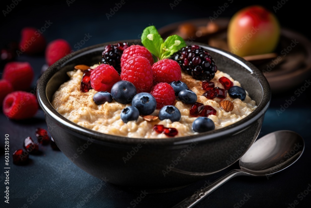 oatmeal with berries, generative ai oatmeal with berries, generative ai