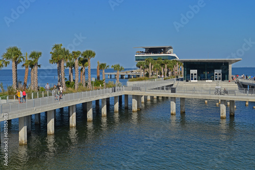 The Pier in St Petersburg is accessible using walkways above the surrounding water