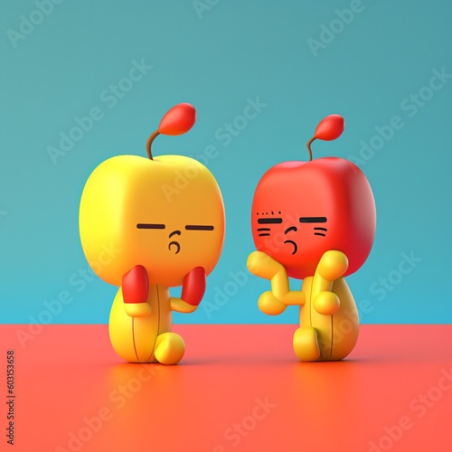 apple  toy  3d  people  plasticine  figure  business  play  fun  object  red  cartoon  figures  dog  person  funny  yellow  concept  duck  generative  ai