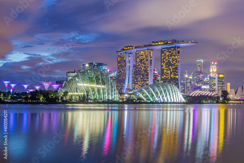 Evening view of Marina Bay skyline, Singapore