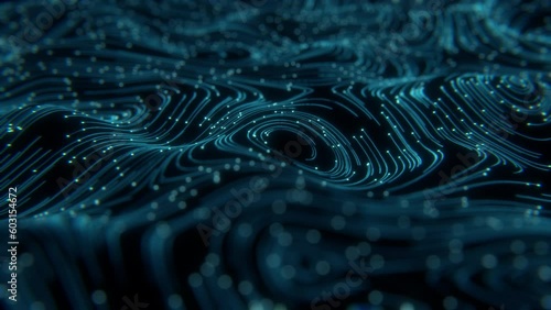 Digital connectivity with this abstract depiction of network data lines and communication particles. Conceptual Representation of Data Networking and Web Communication. 3D render.