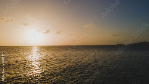 Aerial drone view of a beach in isolated Cayo Icacos Puerto Rico island